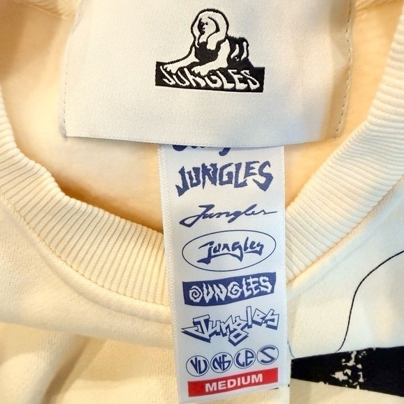Jungles Jungles Graphic Test Print Crewneck Sweatshirt‎ Cream Medium Streetwear - Picture 2 of 8